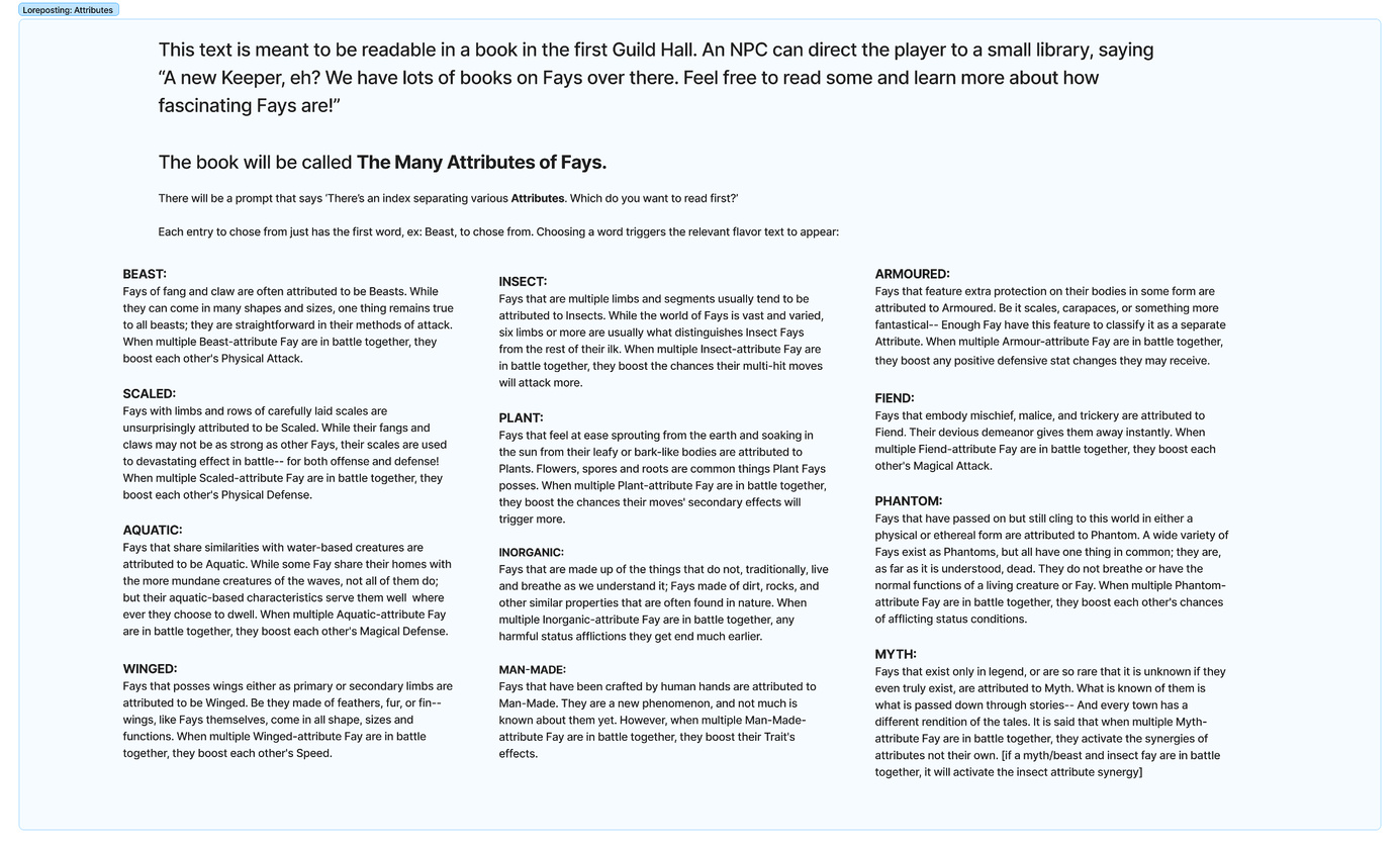 In-Lore Explanation of Attributes