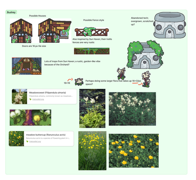 Notes for Tile Artists + Rough Flora, House, and Fence ideas by me