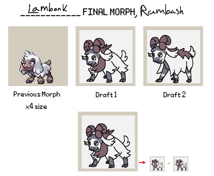 Example of Drafting Process - From Draft to Sprite